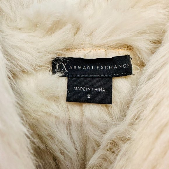 Armani Exchange White/Cream Suede & Faux Fur Jacket Coat - Picture 7 of 8